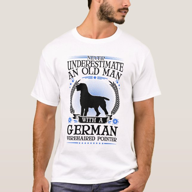 T-shirt Deutsch Drahthaar Alter Mann À poils durs allemand (Devant)