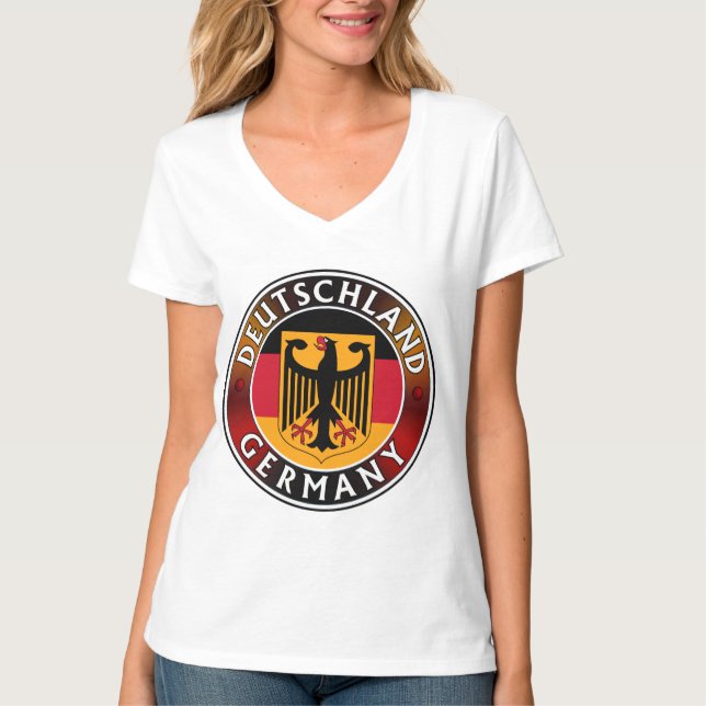 T-shirt Deutschland Allemagne Plaque, drapeau allemand et  (Devant)