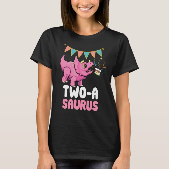 T-shirt Deux A Saurus Dinosaur Cute Kiddo Tricératops 1 (Devant)