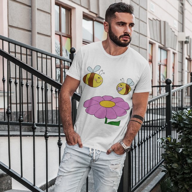 T-shirt Deux Abeilles Et Une Fleur Mens (Créateur téléchargé)