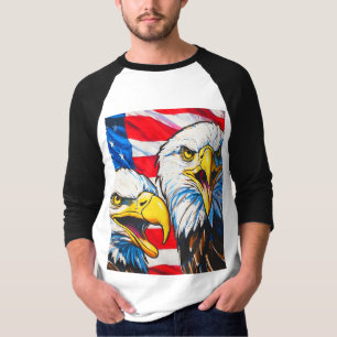 T-shirt Deux aigles qui parlent - Drapeau américain et aig