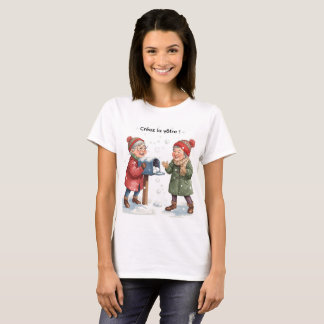 T-shirt Deux amies en hiver — Scène festive enneigée