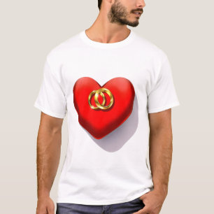 T-shirt Deux anneaux brillants de mariage or nichés