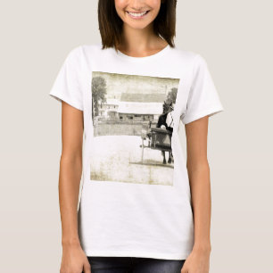 T-shirt Deux Buggies Amish Sepia Rural Road