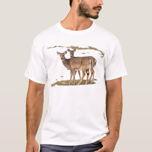 T-shirt Deux cerfs à queue blanche en alerte