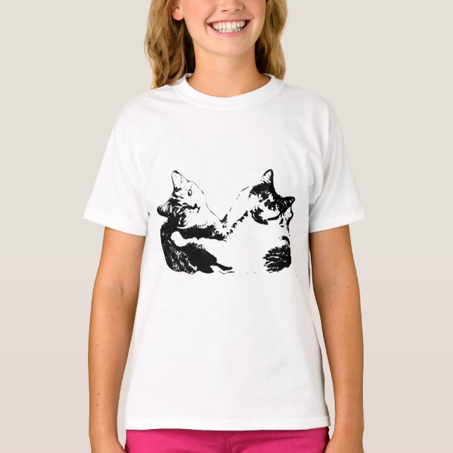 T-shirt Deux chats amitié Enk Art Tee (Devant)