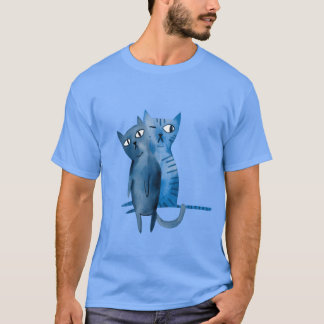 T-shirt Deux chats bleus vintages