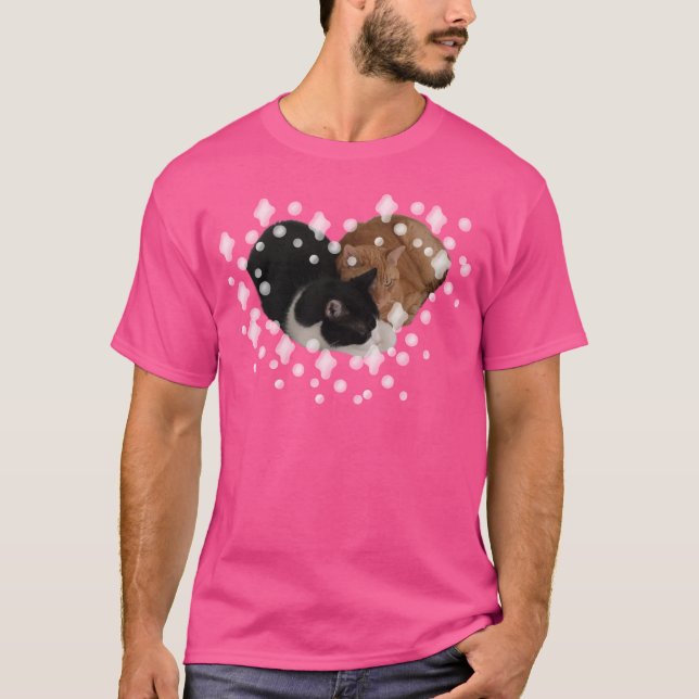 T-shirt Deux chats faisant un cœur (Devant)