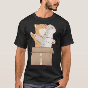T-shirt Deux chats naviguent dans une boîte pour les amis 