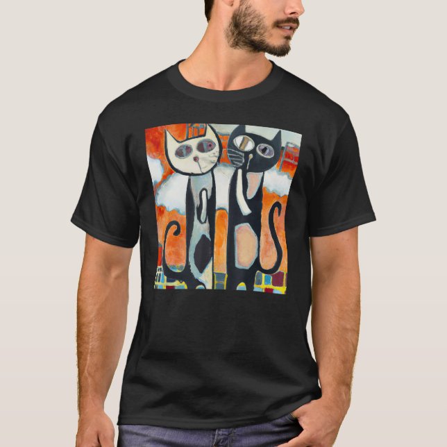 T-shirt Deux chats noirs chaton humoristique (Devant)