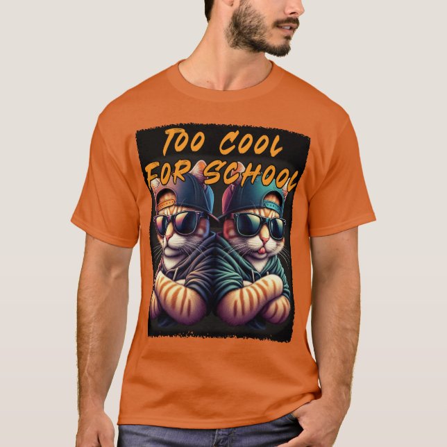 T-shirt Deux chats sont trop cool pour l'école (Devant)