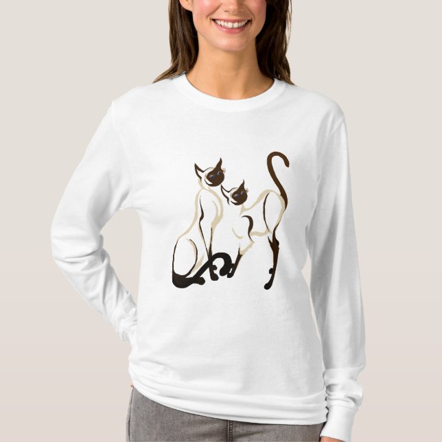 T-shirt Deux chemises de chats siamois (Devant)