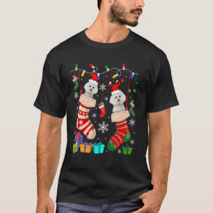 T-shirt Deux Chiens De Père Noël Bichon Frise Dans Des Cha