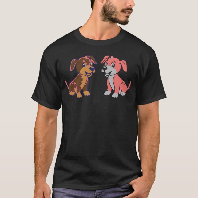 T-shirt Deux chiens design ami drôle (Devant)