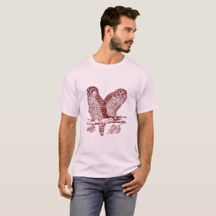 T-shirt Deux Chouettes - Rouge foncé