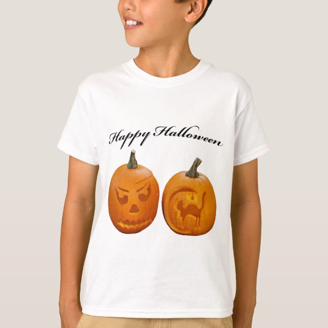 T-Shirt Deux Citrouilles Joyeux Halloween (Devant)