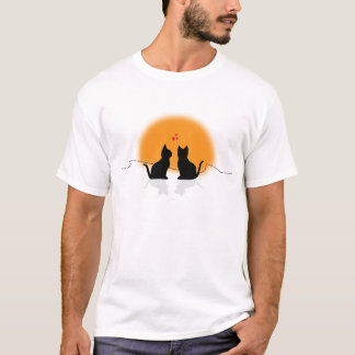 T-shirt Deux Coeurs, deux Chats Romantique Love Chats