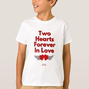 T-shirt Deux Coeurs Pour Toujours En Amour Garçons Blanc T