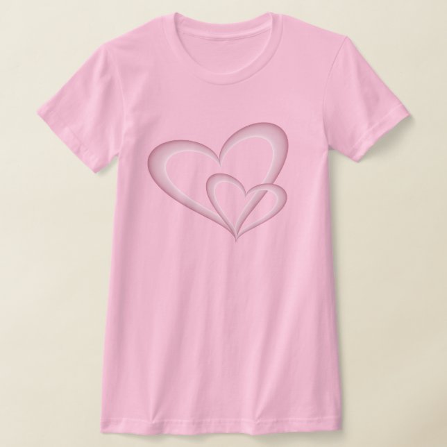 T-shirt Deux Coeurs roses modernes Art Abstrait (Poser)