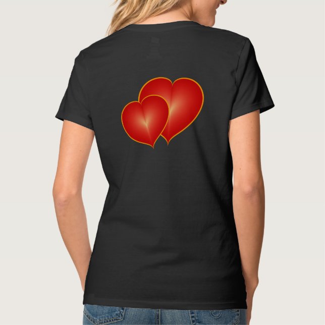 T-shirt Deux Coeurs Rouges, Graphique Art numérique Modern (Dos)
