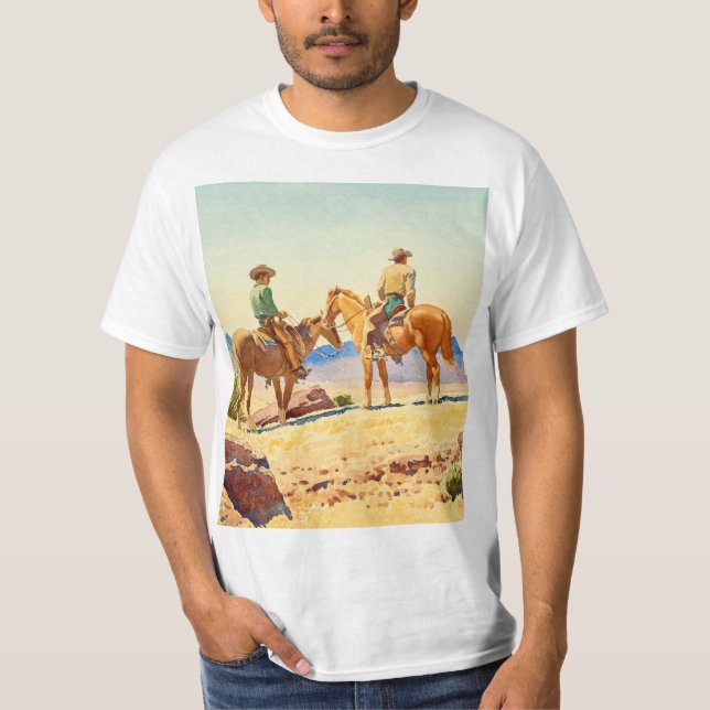 T-shirt Deux cowboys à cheval par Maynard Dixon (Devant)