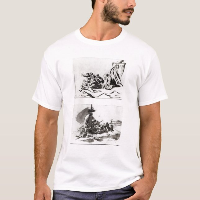T-shirt Deux croquis pour le radeau de la méduse, c.1819 (Devant)