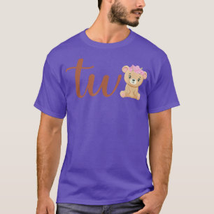 T-shirt Deux de l'anniversaire fille ours 1er anniversaire