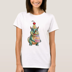 T-shirt Deux dinosaures dansent comme à une fête.