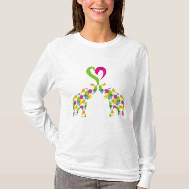 T-shirt Deux éléphants amoureux (Devant)