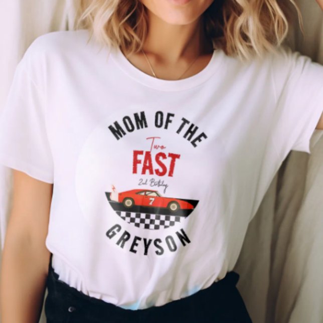 T-shirt Deux Garçon de Course Rapide 2ème Fête d'Anniversa (Two Fast Race Car Boy 2nd Birthday Party T-Shirt
)