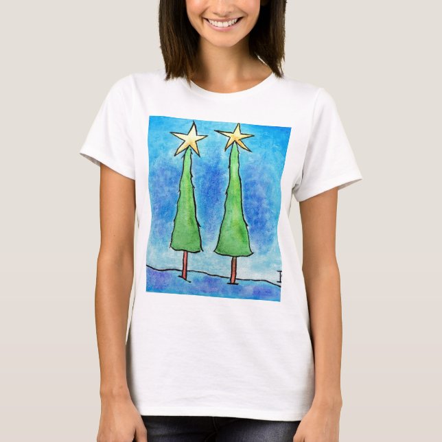 T-shirt Deux grands arbres de Noël (Devant)
