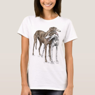 T-shirt Deux Greyhound Friends Dog Art