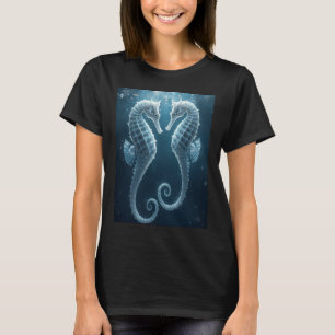 T-shirt Deux hippocampes blancs à gros ventre