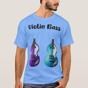 T-shirt Deux Hofner Violon Basse Bleu Et Violet Ins Musica