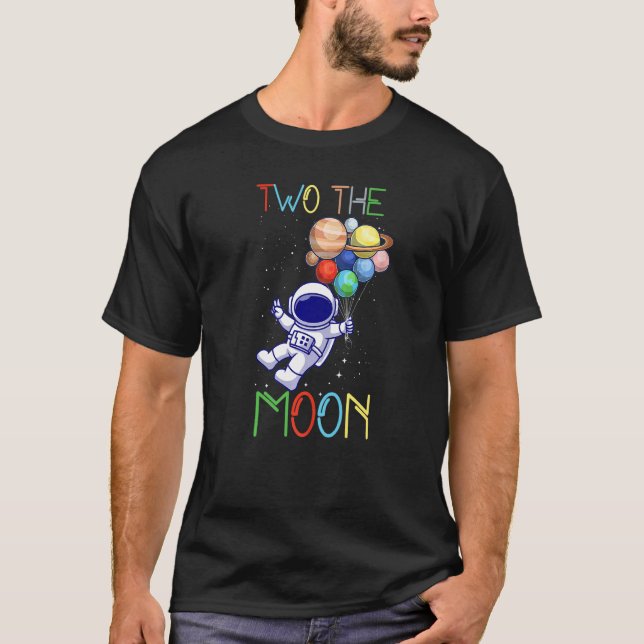 T-shirt Deux lune 2e astronaute d'anniversaire avec planèt (Devant)