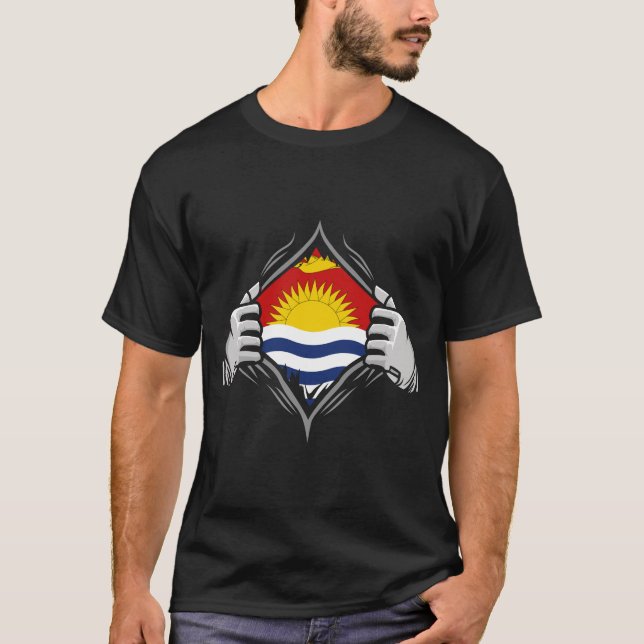 T-shirt Deux mains déchirant le drapeau de Kiribati (Devant)