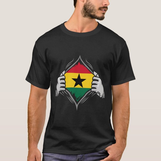 T-shirt Deux mains déchirent le drapeau du Ghana (Devant)