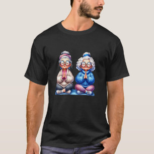 T-shirt Deux mamies yoga de vieilles dames mignon graphism