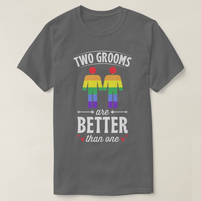 T-shirt Deux mariés valent mieux qu'un mariage gay assorti (Design devant)