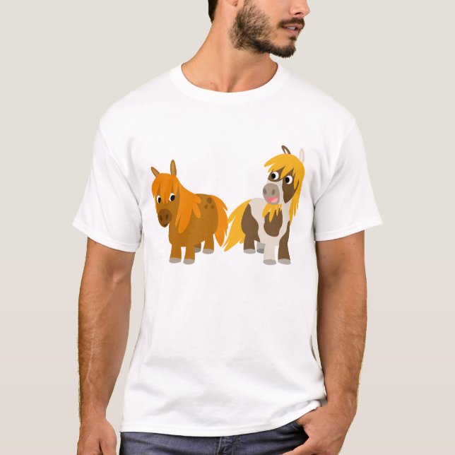 T-shirt Deux mignons Ponies en Cartoon (Devant)