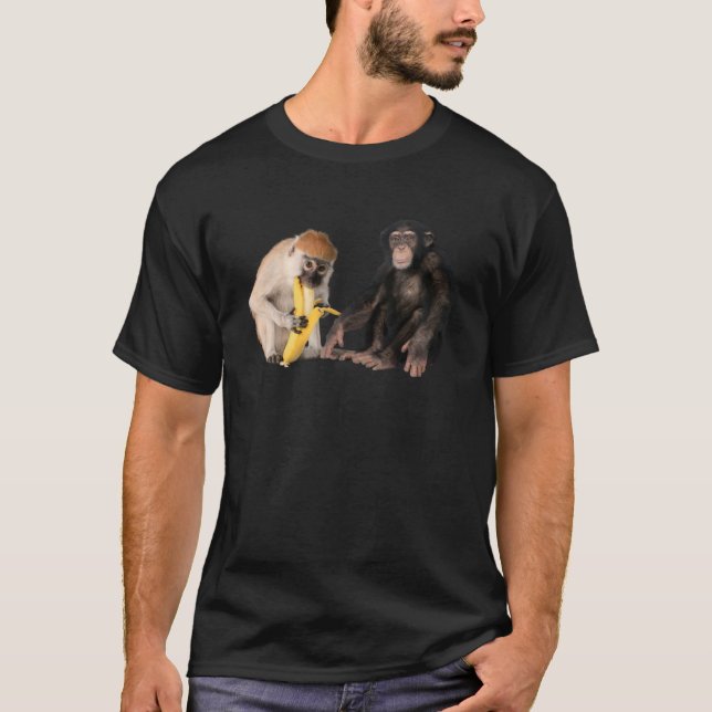 T-shirt Deux mignons singes réalistes (Devant)