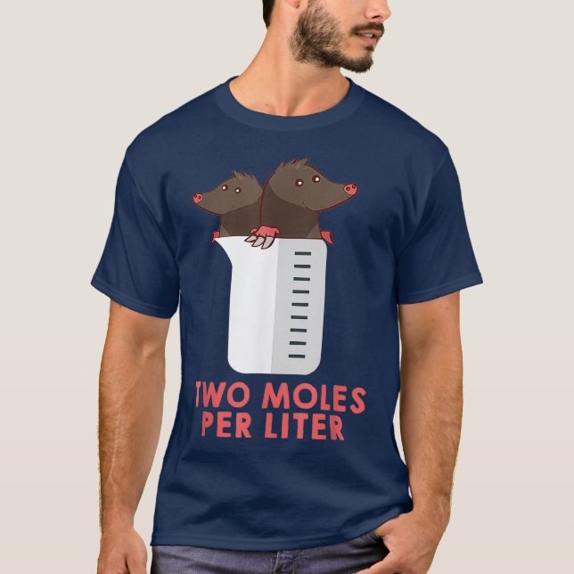 T-shirt Deux Moles Par Chemise Llitre - Drôle Tee Chimie (Devant)