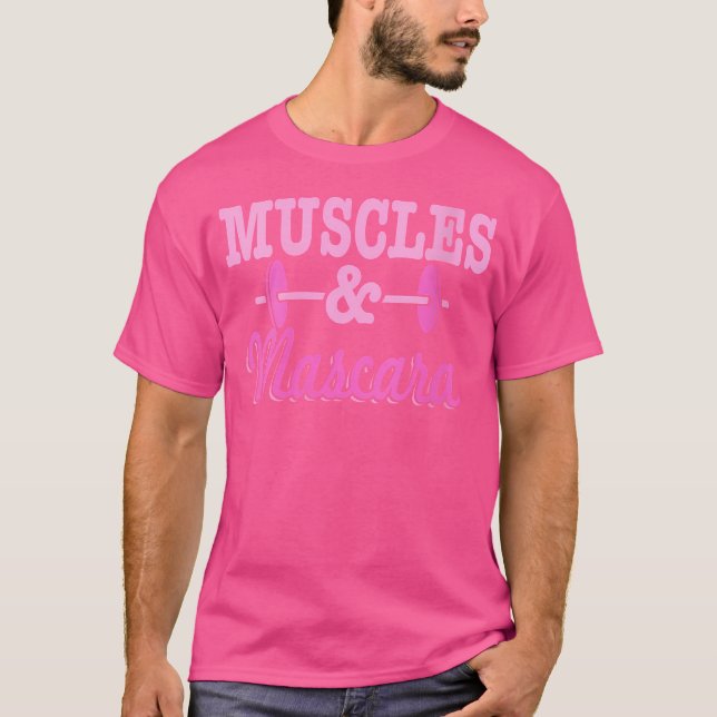 T-shirt Deux Muscles Mascara Barbell rose (Devant)