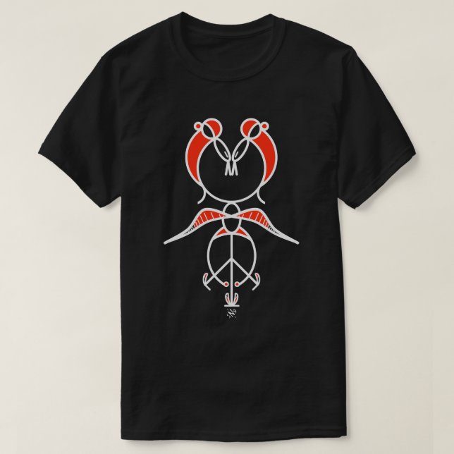 T-shirt Deux oiseaux embrassants design (Design devant)