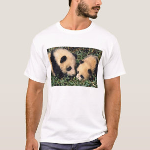 T-shirt Deux oursons panda dans le buisson de bambou, Wolo