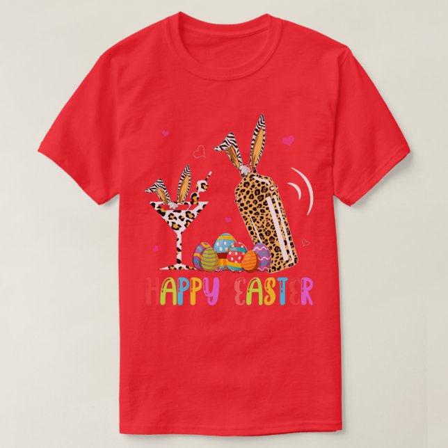 T-shirt Deux outils de barman de Pâques Bunny Leopard Drôl (Design devant)