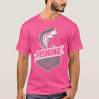 T-shirt Deux Pêcheurs Motif Avec Poisson Et Pêche Rod Pêch