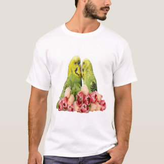 T-shirt deux petites perruches vertes