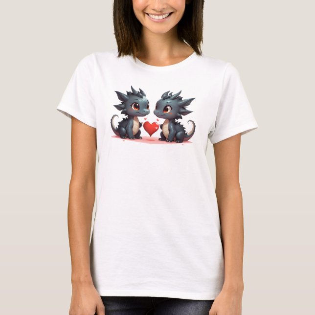 T-shirt Deux petits dragons amoureux (Devant)