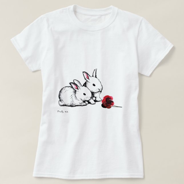 T-shirt Deux petits lapins blancs (Design devant)